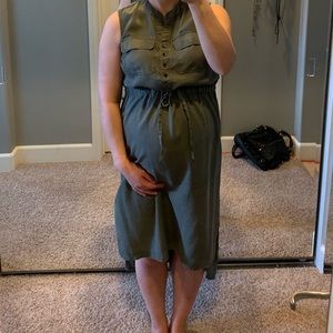 Army green maternity dress